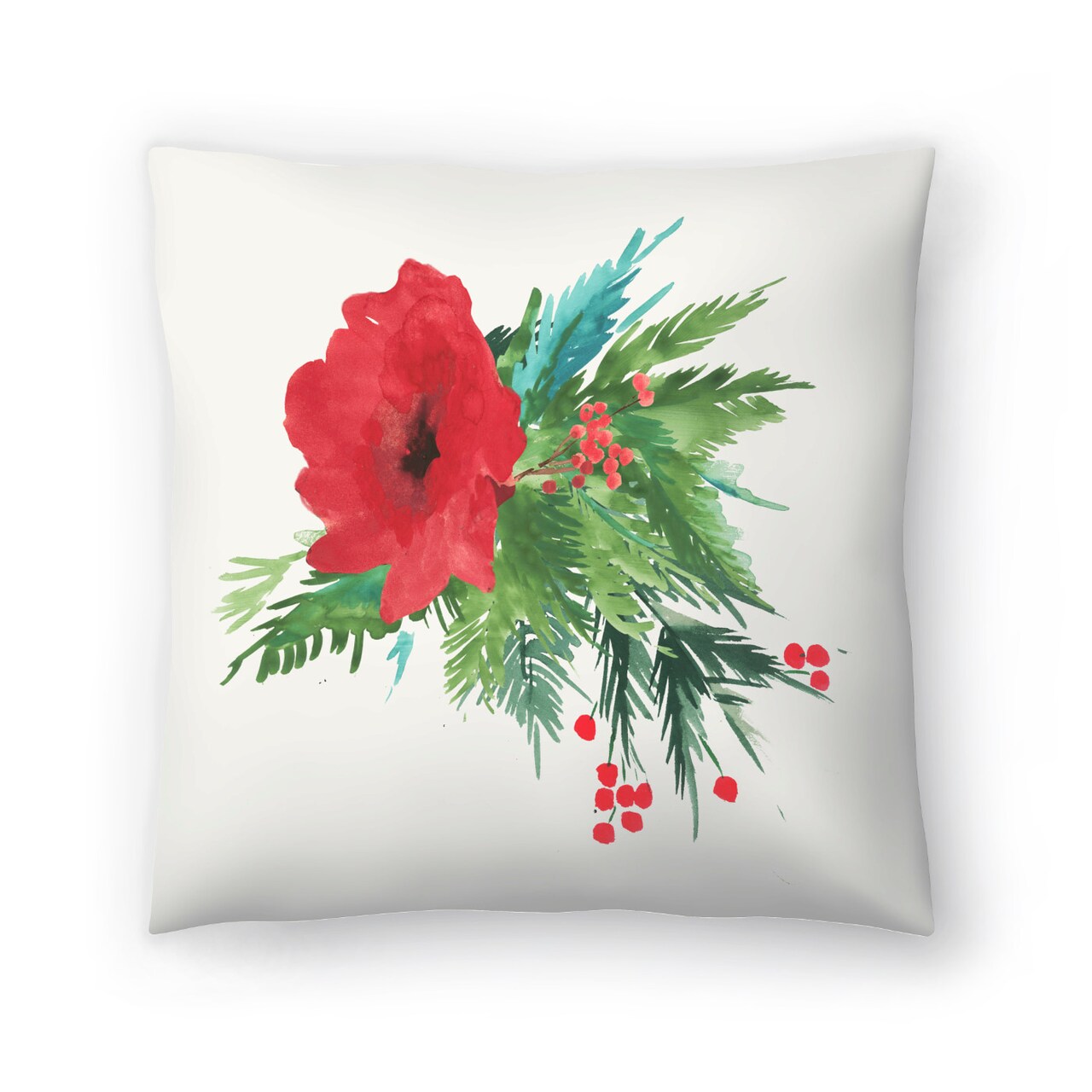 Poinsettia Bouquet by Pi Holiday Throw Pillow Americanflat Decorative Pillow